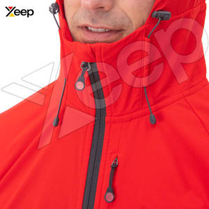 New Trend Custom Design <b>Hooded</b> Front Logo Softshell <b>Jacket</b> with Zipper Pockets Quick Dry & Breathable Polyester/Cotton Fabric - Product Image 6