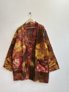 Quilted Kantha Jacket Handmade Vintage Kimono Jacket Boho Tie Dye Jacket - Product Image 6
