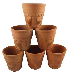 Handmade Terracotta <b>Tea</b> Cup and Saucer <b>Set</b> Vintage Embossed Ceramic Drinkware for Home Office <b>Party</b> - Product Image 1