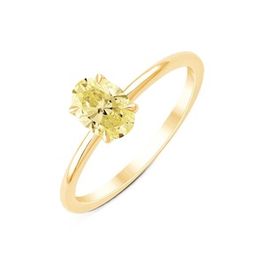 Bague en or massif 9K 10K 14K 18K avec diamant ovale jaune de laboratoire taille ovale F-VS 0,3 carat, idéale pour les occasions spéciales - Product Image 1