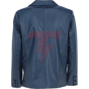 Custom Logo <b>Leather</b> <b>Blazer</b> Double Breasted Breathable American Style Elegant Slim Fit Business Jacket Long Sleeves Refined - Product Image 4