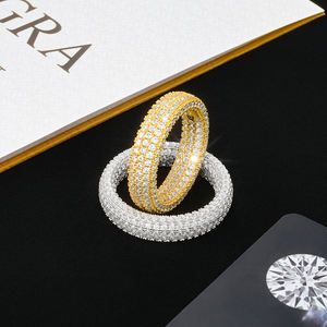 <b>Men</b> Engagement Bands Moissanite Prong <b>Ring</b> GRA Certified Gold Plated 925 Sterling <b>Silver</b> Micro Insert Hiphop <b>Rings</b> Anniversary - Product Image 4