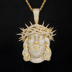 Collier Pendentif Visage de Jésus en Argent 925 et Moissanite pour Homme, Léger, Sertie de Diamants, Bijou Religieux Hip Hop de Luxe, Idéal Cadeau - Product Image 3