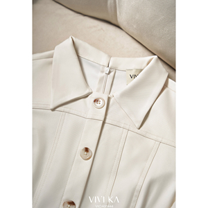Vestido Camisero Elegante de Poliéster y Elastano para Mujer, Vestido Midi con Botones al Frente, Manga Corta, Corte en A, Vestido Casual de Oficina TESSA - Product Image 5