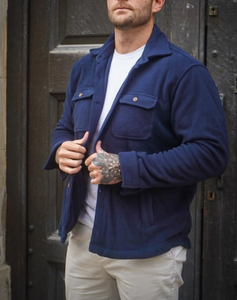 Veste en polaire tricotée imperméable pour homme, 100 % polyester, manches longues, poids moyen, fermeture éclair décontractée, coupe ample, poches - Product Image 3
