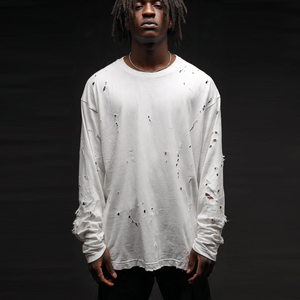 T-shirts légers déchirés pour hommes à manches courtes coupe-vent avec trous – Collection Printemps - Product Image 6