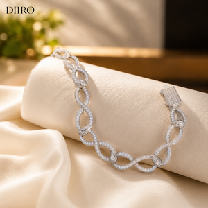 Custom 925 Sterling Silver Unisex <b>Bracelet</b> Iced Out <b>Infinity</b> Tennis Moissanite Round Brilliant Cut Diamond <b>Bracelet</b> - Product Image 4
