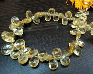 Perles de citrine naturelle en forme de poire, facettées, vendues par brin, 8 pouces de long - Product Image 4