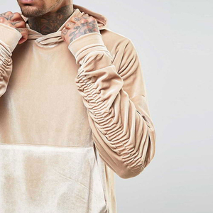 Men Oversized <b>Velvet</b> <b>Hoodie</b> Solid Color Pocket Design Regular Sleeve Knitted Fit Autumn Style - Product Image 5