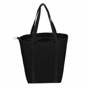 Sac fourre-tout en toile noir uni, style minimaliste, sac de shopping toutes saisons - Product Image 2
