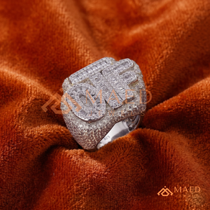<b>Mens</b> <b>Silver</b> Tone Moissanite Diamond Letter <b>Ring</b> Hip Hop Statement Jewelry Fashion <b>Ring</b> for <b>Men</b> Stylish - Product Image 6