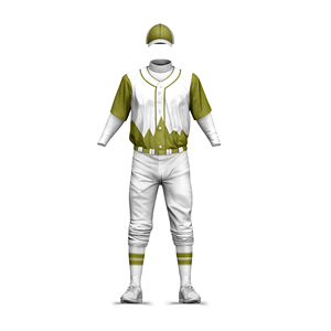 Men's <b>Baseball</b> Uniform Set White Olive Green Digital Print Moisture-Wicking Anti-Bacterial Breathable Full Sleeve Regular Fit - Product Image 2