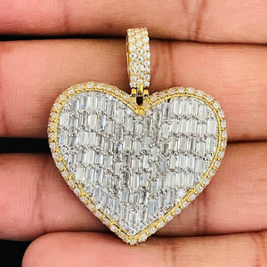 Collar de Lujo con Colgante de Corazón de Moissanita, Plata 925 con Baño de Rodio, Estilo Baguette Halo, Hip Hop, Joyería Fina Romántica, Regalo - Product Image 5