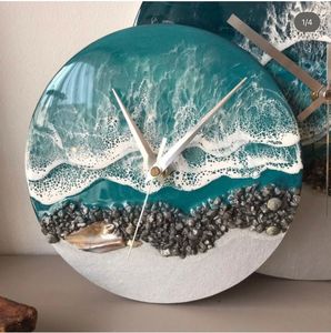 Artenza Decor Resin Ocean Wave Wall <b>Clock</b> <b>Silent</b> Sweep Needle Round Hanging <b>Clock</b> Modern Decor for Bedroom Living Room Office - Product Image 3