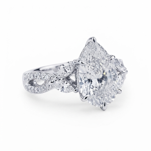 Anillo de Compromiso de Oro Blanco de 14K para Mujer, Corte Pera con Piedras Laterales, Diamante Cultivado en Laboratorio, Certificado IGI, Claridad F VS1, para Uso Diario - Product Image 2