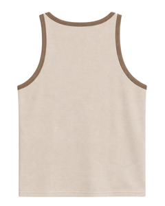 Custom Solid Beige <b>Men</b> Tank Top Cotton Sleeveless Vest O Neck Summer Gym Workout Casual Plain <b>Singlet</b> OEM Manufacturer Supplier - Product Image 2