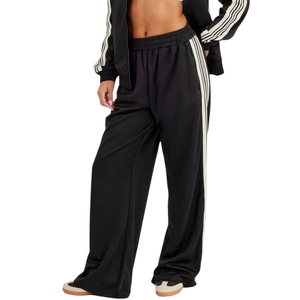 Conjunto Deportivo de Dos Piezas para Mujer con Cremallera Completa, Cuello Alto, Top de Manga Larga con Rayas en Contraste y Pantalones de Pierna Ancha con Cintura Elástica - Product Image 5