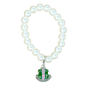 White Pink and Gold Pearl Beaded <b>Bracelet</b> with Shield Charm Stretch <b>Bracelet</b> Elegant Fashion Jewelry Gift Accessory - Product Image 1