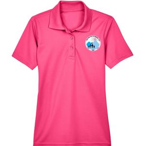 Polo rose vif pour femme, broderie de blason, manches courtes, col, mélange de coton, décontracté, golf, affaires, mode, vêtement - Product Image 2