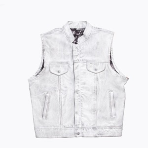 <b>Mens</b> <b>White</b> Perforated Cowhide Leather Club <b>Vest</b> Biker Motorcycle Rider Waistcoat - Product Image 1