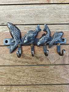 Antique Style Metal Fish Theme <b>Wall</b> Decor Coastal Style Fish Shaped <b>Clothes</b> Hanging Hooks for Towels Bags Coats Hardware - Product Image 4