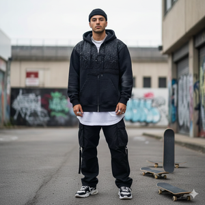 Sudaderas con Capucha y Cremallera de Alta Calidad con Efecto Desgastado por el Sol, Estampado Serigrafiado, Estilo Urbano, Novedad, MOQ Bajo, para Hombre - Product Image 6