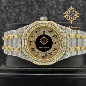 Montre de luxe pour homme Pahal Jewels en acier inoxydable, lunette sertie de diamants, cadran en cristal saphir, mouvement mécanique (automatique) 40 mm, moissanite - Product Image 5