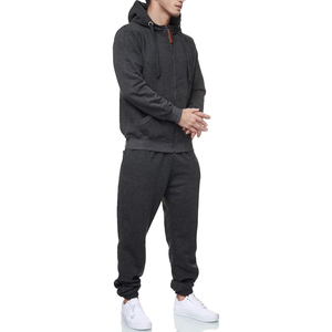 Ensemble de survêtement pour homme en coton et polyester 420 GSM de haute qualité, avec sweat à capuche zippé et pantalon, broderie patchwork, design color block bordeaux et blanc, hiver - Product Image 1