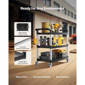 Carrello di servizio a 3 livelli per carichi pesanti con ruote con capacità di 500 libbre - Product Image 4