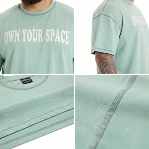 Plus Size Men's T-Shirt Short Sleeve O-Neck Cotton Jersey Casual Tee Letter Embroidered Front Contrast Seam Men Oversized Tee - Product Image 6