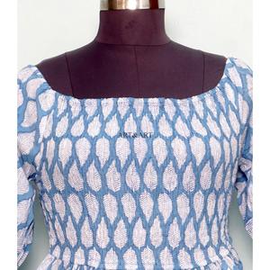 Women's 100% Pure Cotton Maxi Dress Indian Hand Block Floral Solid Printed <b>bell</b> Sleeve Sweet Comfortable Casual Night Simple - Product Image 2