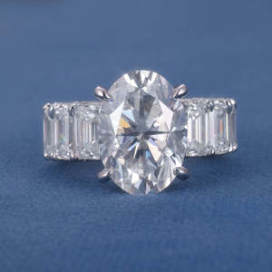 Wholesale Sterling Silver Rhodium Plated Moissanite Oval Cut Engagement <b>Ring</b> <b>Women</b> 2 CT Prong <b>Set</b> Trendy Style Engagement - Product Image 1