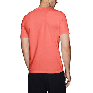Prix de gros T-shirts personnalisés pour hommes à col en V, design orange et noir, 100% coton, tissu en toile, écologique - Product Image 2