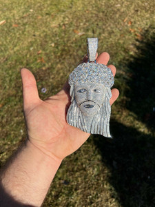 จี้หน้าฮิปฮอปแบบกำหนดเองสำหรับผู้ชาย จี้เพชรโมอิสซาไนต์ VVS ระยิบระยับ เครื่องประดับ 3 มิติ จี้เงินแท้ S925 - Product Image 2