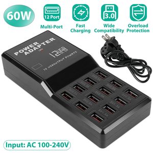 Stazione di Ricarica USB Multipla a 12 Porte 60W, Hub USB da Scrivania con Cavo di Alimentazione da 1,14m, Ricarica Rapida per iPod e iPhone, Caricatore Portatile - Product Image 3