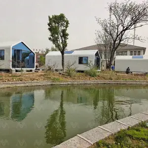 Portátil en con baño y cocina triángulo casas prefabricadas totalmente amuebladas villas de playa enviar casas para hoteles y resorts