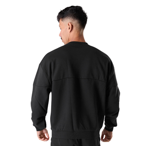 Sudadera Negra de Cuello Redondo para Hombre, Mezcla de Algodón, Manga Larga, Estilo Casual, para Gimnasio y Entrenamiento, Suministro al por Mayor OEM - Product Image 4