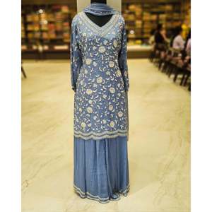 Designer Women's Party Wear <b>Top</b> and Plazzo Set with Dupatta - Product Image 3