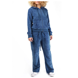 Conjunto de Pantalones Deportivos con Capucha y Cierre de Cremallera para Mujer, de Terciopelo Rojo Sólido, Transpirable, con Bolsillos, Corte Holgado, Casual, para Todas las Temporadas, 2 Piezas - Product Image 3