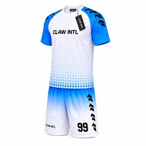 Maillot de football CLAW INTL pour homme, blanc et bleu dégradé, sublimé, manches courtes, évacuation de l'humidité, respirant, coupe athlétique - Product Image 3