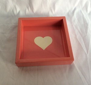 Modern Lacquer Square Tray With Heart Design Coral Red Color Durable Handmade Decorative Serving Tray For Valentine'S Day - Product Image 1