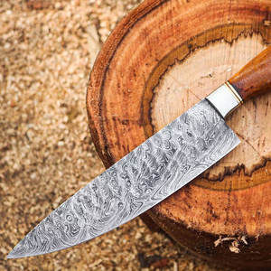 Cuchillo de Cocina de Acero de Damasco Hecho a Mano de Alta Calidad con Mango de Madera Natural, Apto para Lavavajillas, Ecológico, para Chefs Profesionales y Uso Doméstico - Product Image 5