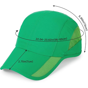 Gorra de béisbol verde vibrante de secado rápido, gorra de malla transpirable para correr, visera deportiva, gorro ajustable para exteriores, ¡Oferta caliente! - Product Image 2