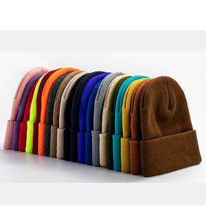Wholesale Fashionable Custom Embroidery Logo Solid Color Warm Winter <b>Beanie</b> Knit <b>Hat</b> for <b>Man</b> and Woman - Product Image 1