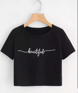 เสื้อยืดผ้าฝ้ายสำหรับผู้หญิงแบบกำหนดเอง ป้องกันรอยยับ ระบายอากาศได้ดี สไตล์ลำลอง ฮิปฮอป แฟชั่น - Product Image 1