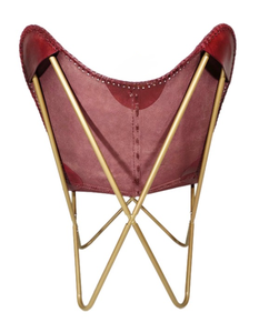 Fauteuil papillon vintage en cuir rouge de qualité supérieure, structure en métal noir, fait main, moderne, pour salle à manger, accent de décoration, fauteuil lounge, décoration de salon - Product Image 6