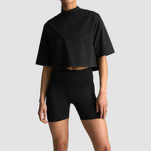 Ropa de Gimnasio, Nuevo Diseño, Camiseta Extra Grande Personalizada, Ropa de Verano para Mujer, Diseño de Cuello Alto Acanalado, Camiseta de Talla Grande al por Mayor - Product Image 5