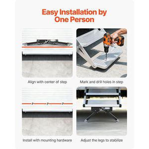 Kit Stabilizzatore Gradino RV Regolabile in Altezza, Acciaio Verniciato a Polvere, per Ruote di 5ª Generazione, Stabilizzatori per Scale Camper, Accessori Esterni per RV - Product Image 4