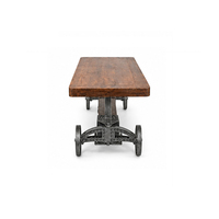 Mesa de Comedor Estilo Rústico Industrial Vintage con Acabado Antiguo, Base Plegable de Hierro Fundido Resistente y Tablero de Madera de Mango para Hotel o Casa de Campo