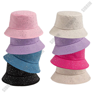 SIBRIN Custom Rhinestone Bling Glitter Diamond <b>Bucket</b> <b>Hats</b> Unisex Caps Streetwear Outdoor <b>Festival</b> Rave Party <b>Hats</b> Pack - Product Image 1